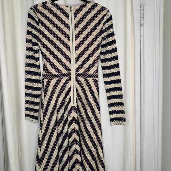 Fit and Flare mini open work dress with exposed zipper - Picture 3 of 10